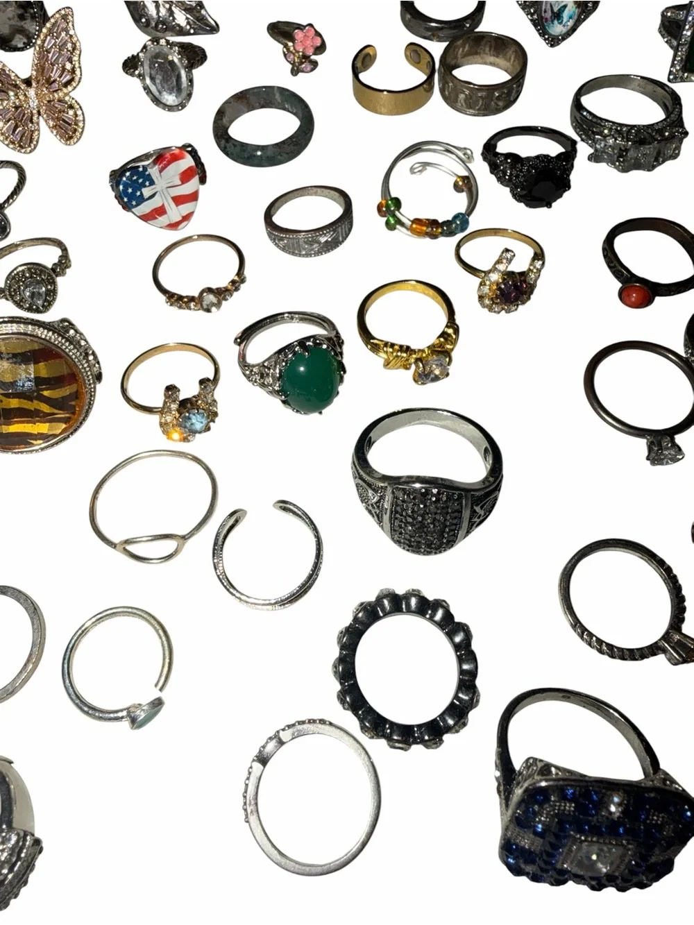 Assorted Women's Fashion Rings and ring stand